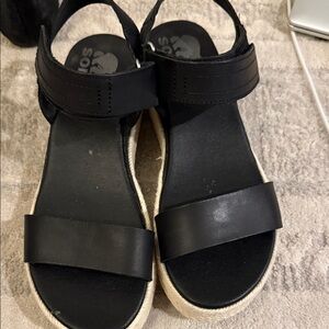 Sorel Black and Cream Sandals